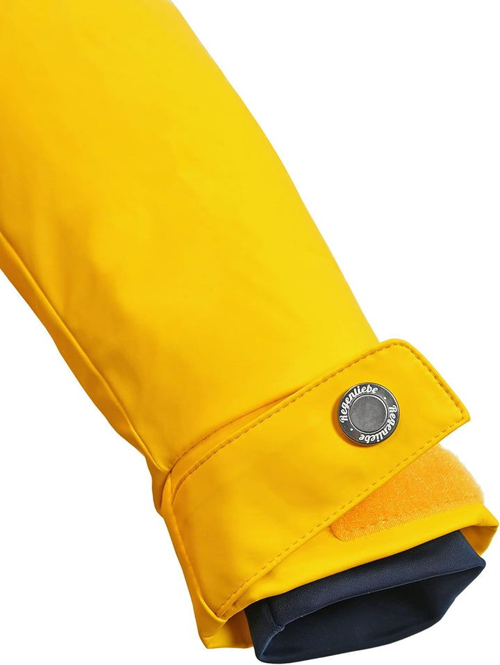 Regenliebe Damen Regenmantel Friesennerz mit Teddyfleece gefüttert, Gelb