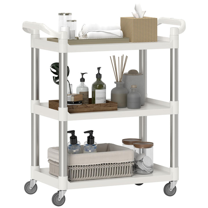 HOMCOM Aluminium-Legierung Küchenwagen mit Rädern 3 Level Küche Trolley Storage Trolley Last 105 kg