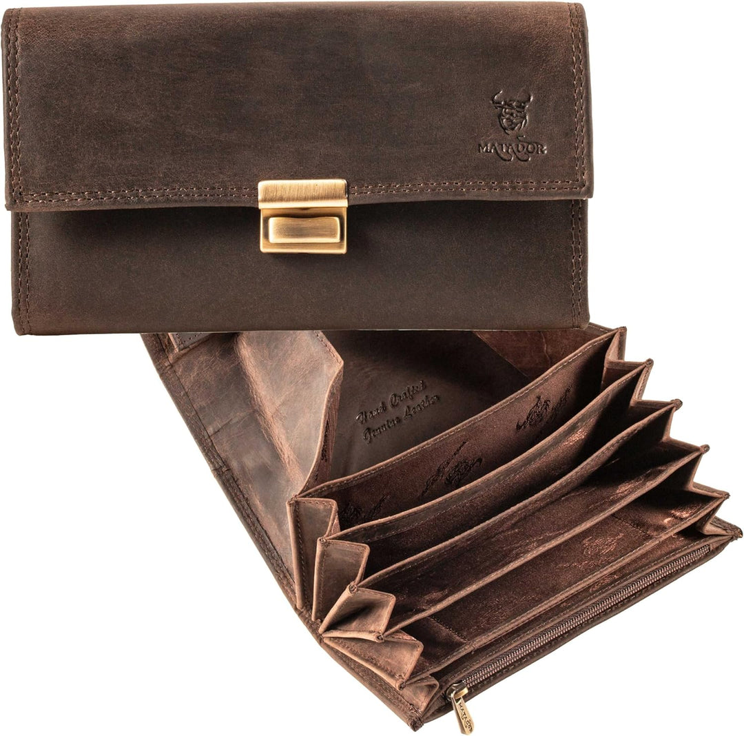 MATADOR Kellner Geldbörse Leder #VICIO inkl. robuster Metall Kette, Luxus Kellnerbörse Leder mit edl