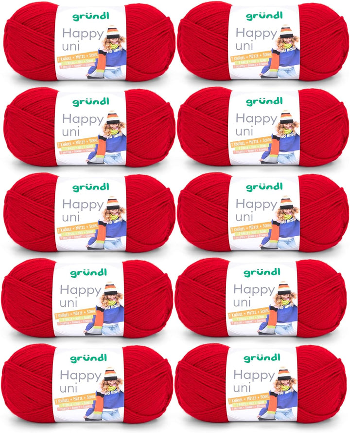Gründl Happy uni (Strick- und Häkelgarn mit wollartigem Charakter aus 100% Polyacryl, Anti-Pilling,