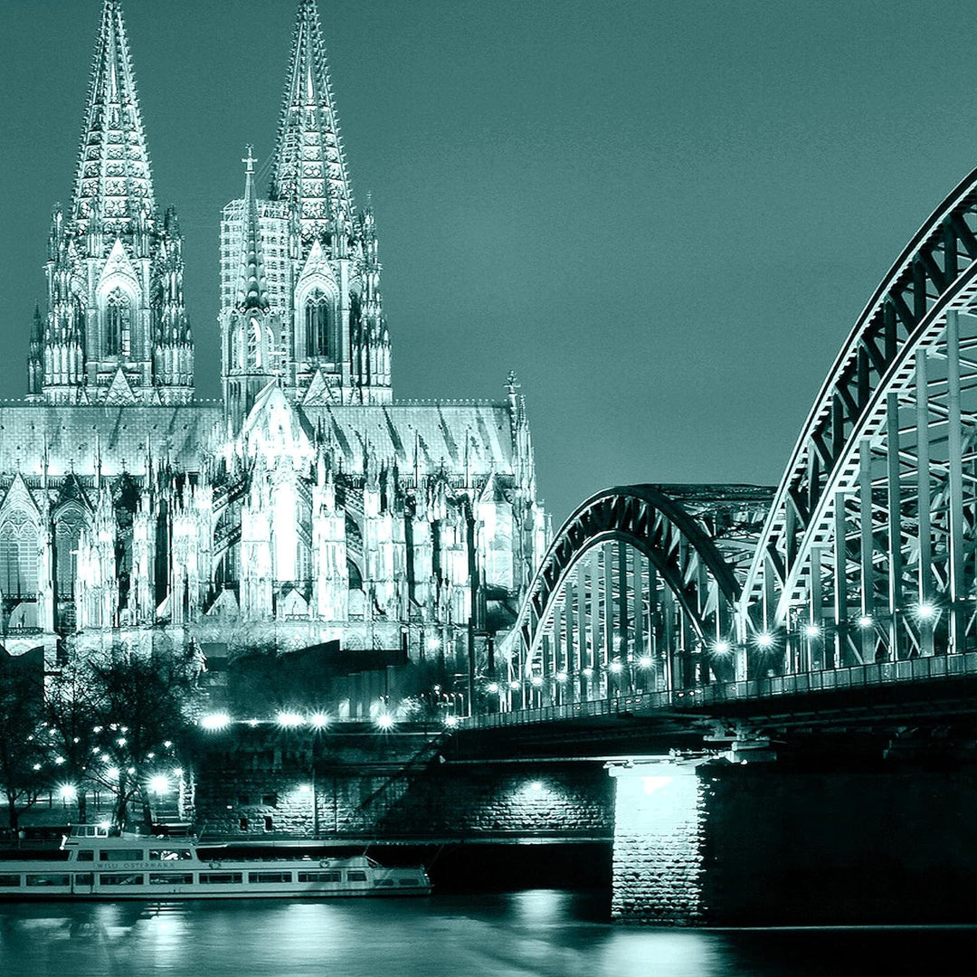 Runa Art Wandbilder Köln 5 Teilig Bild auf Vlies Leinwand Deko Wohnzimmer Schlafzimmer Stadt Brücke