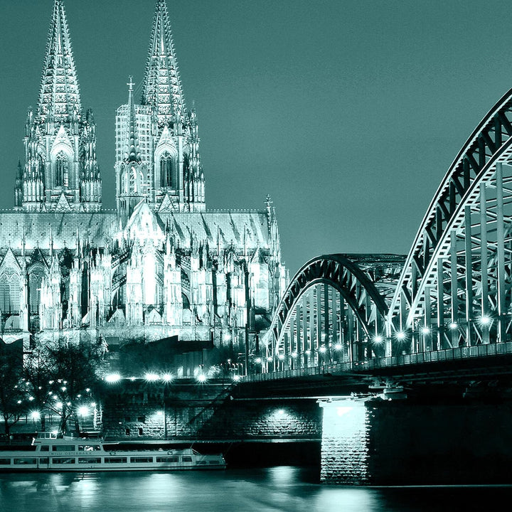 Runa Art Wandbilder Köln 5 Teilig Bild auf Vlies Leinwand Deko Wohnzimmer Schlafzimmer Stadt Brücke
