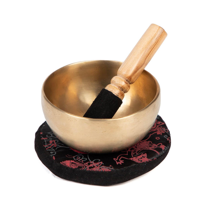 Bodhi Tibetische Klangschale Ø 11 cm | Handgefertigtes Klangschalen Set inkl. Kissen & Klöppel | Sin