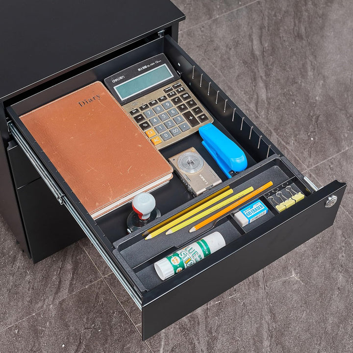 Sightlife Rollcontainer mit 3 Schubladen, Abschliessbar Schublade unter Schreibtisch Container Schre