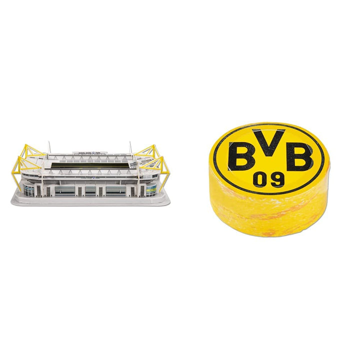 Borussia Dortmund BVB-3D-Stadionpuzzle & BVB-Zauberhandtuch (60 x 30 cm), Schwarz/gelb Bundle mit BV