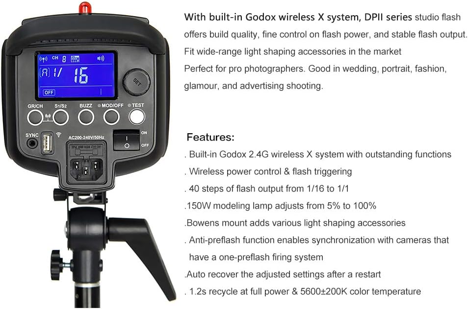 GODOX DP600II Studioblitz 600Ws Profi Blitzkopf Blitz Licht mit Einstelllicht GN80 Studio Strobe Bli