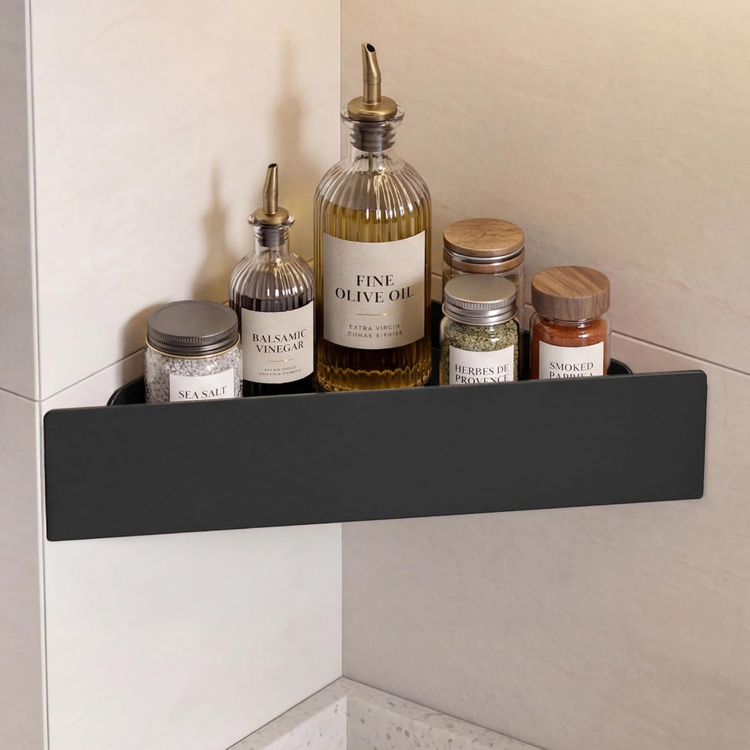 doporro Duschablage ohne Bohren Ecke, Duschregal ohne Bohren zum Kleben, Eckregal Bad, Badregal ohne