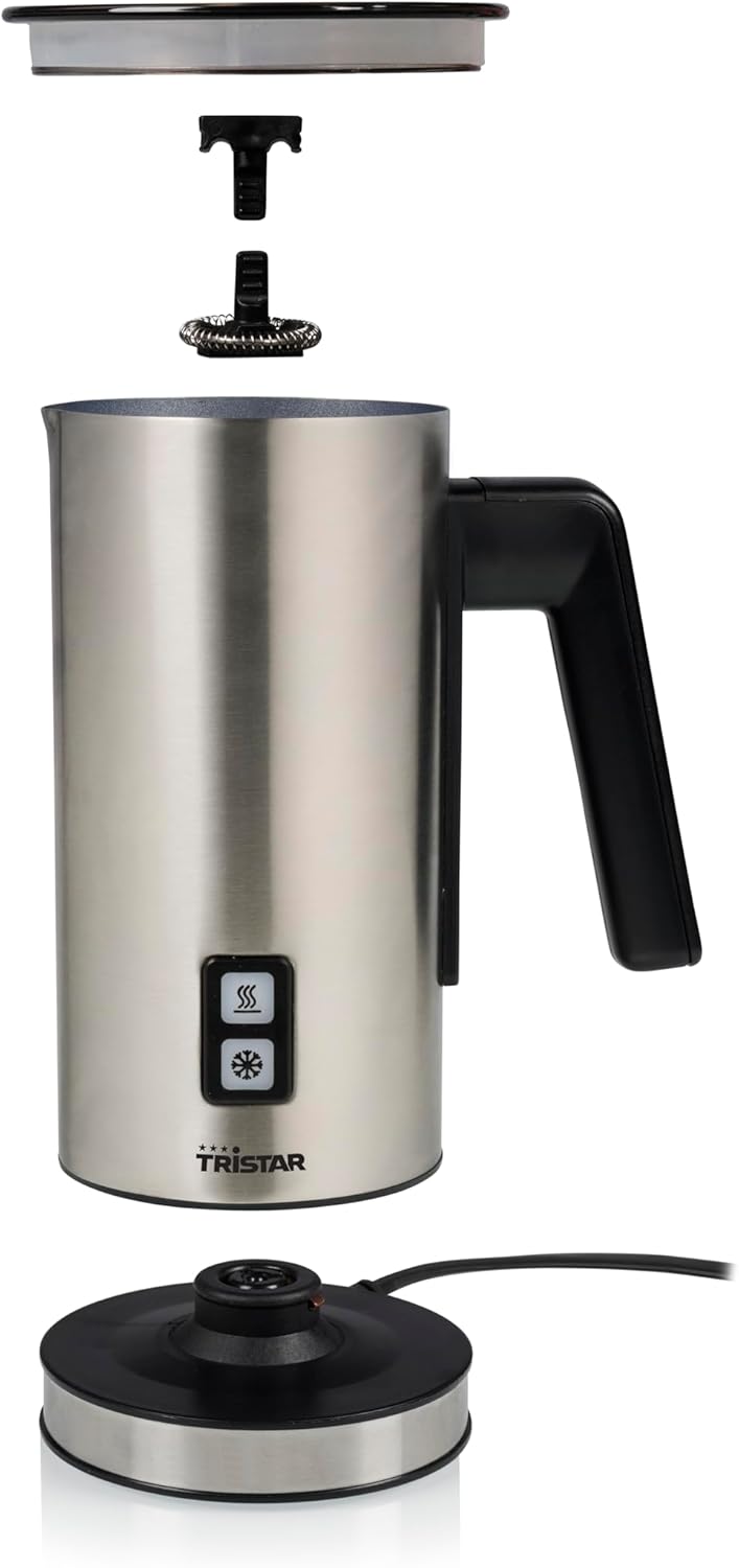 Tristar Elektrischer Milchaufschäumer, kalter und warmer Milchschaum, für 150 ml Milchschaum oder 30