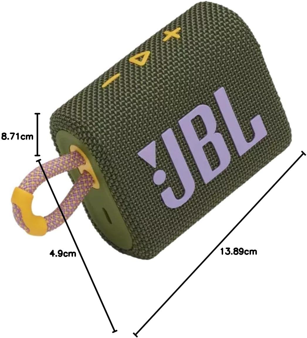 JBL GO 3 kleine Bluetooth Box in Grün – Wasserfester, tragbarer Lautsprecher für unterwegs – Bis zu