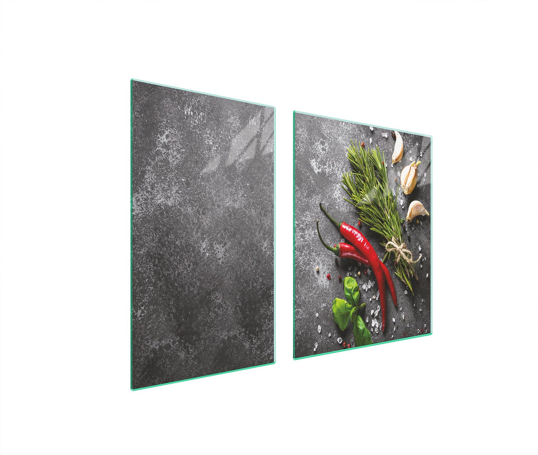 TMK ArtDeko Herdabdeckplatte 2 Teilig 40x52 + 60x52 cm - Spritzschutz Herdabdeckung – Herdschutz aus