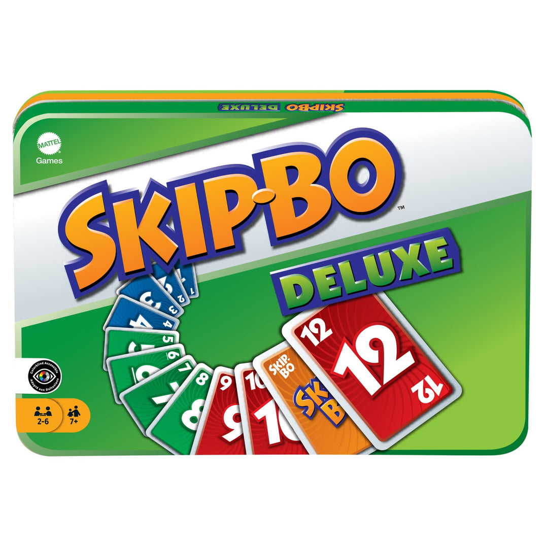 Mattel Games Skip-BO Deluxe, in Metallbox, Kartenspiele für die Familie, Perfekt als Kinderspiel, Re