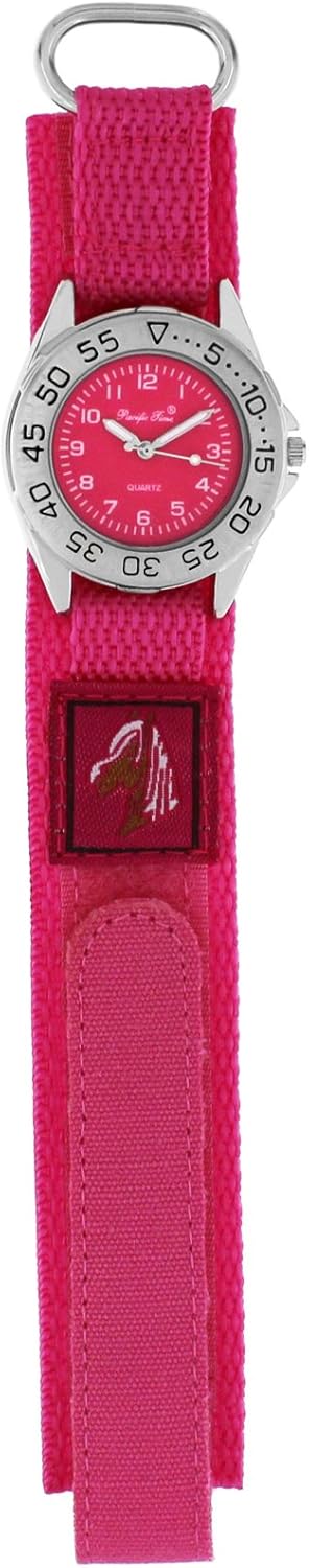 Pacific Time Kinder-Armbanduhr Pferde Mädchen Uhr Klett Textilarmband Analog Quarz rosa pink 21653