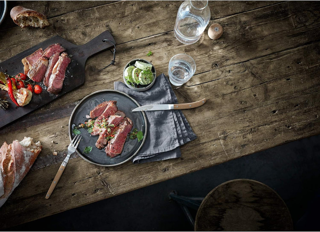 WMF Ranch Steakbesteck 12-teilig, für 6 Personen, Steakgabel, Steakmesser, Spezialklingenstahl gesch