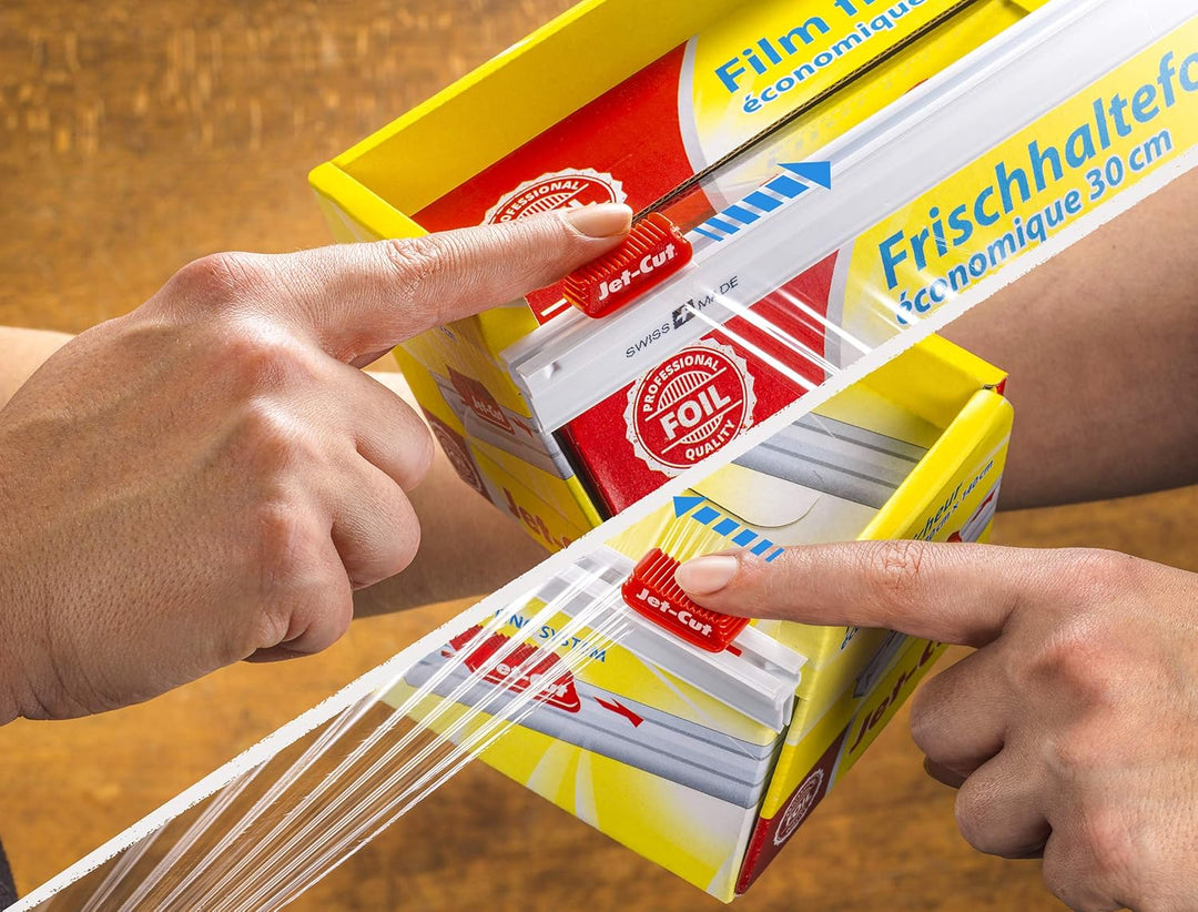 Jet-Cut Frischhaltefolie zum Schneiden, Gastronomie 30cm x 300m, PVC transparent, 1 Stück 300x0.3 m