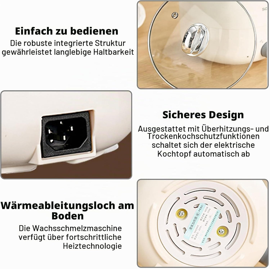 Elektrischer Hot Pot Kochtopf, Elektrische Hot Pot Topf 1,8 L, Elektrischer Kochtopf, Antihaft Mini