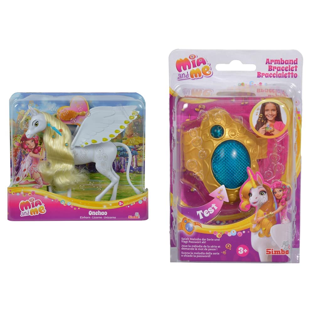 Simba 109480093 - Mia and Me Einhorn Onchao, mit beweglichen Flügeln & 109480101 - Mia und Me Armban