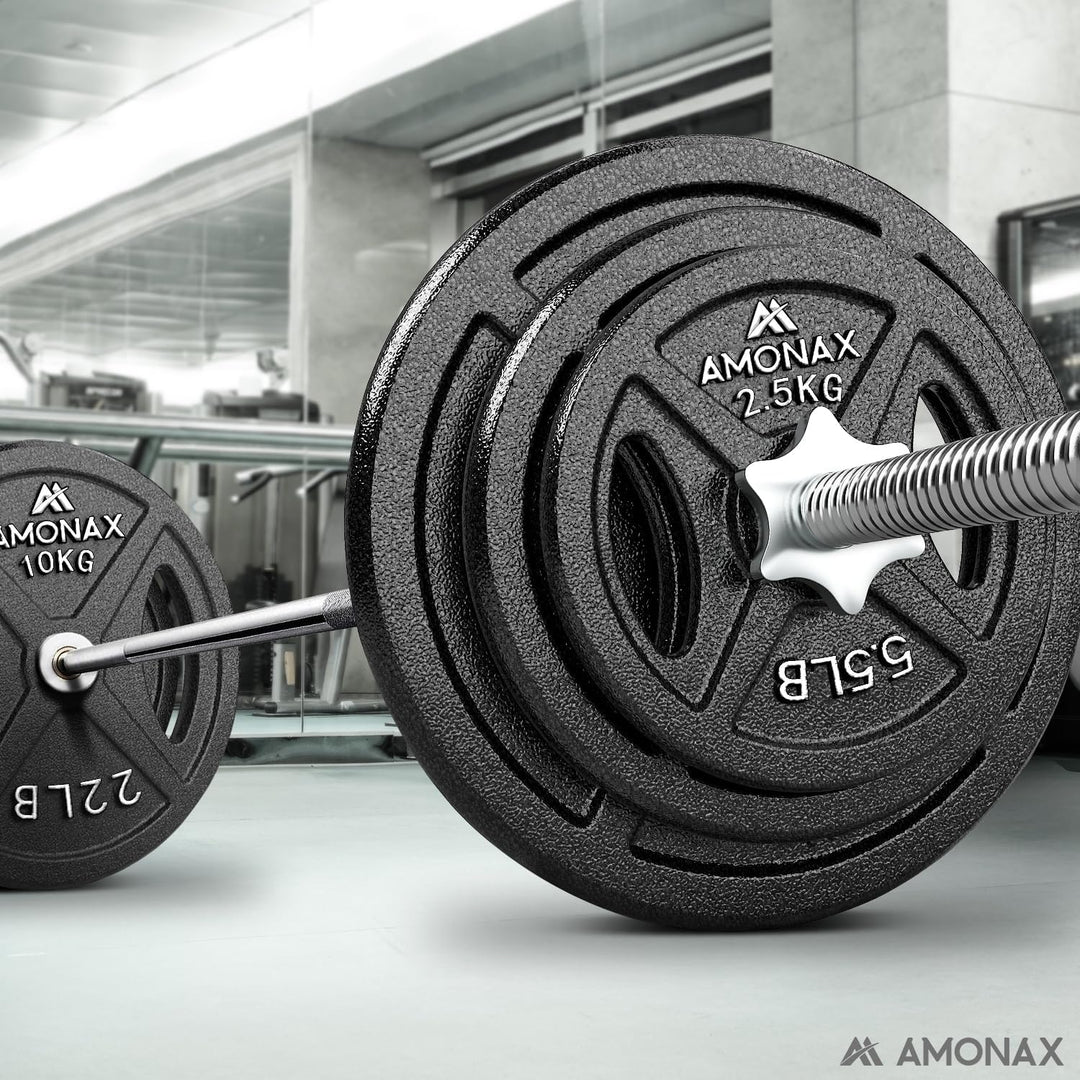 Amonax Hantelscheiben Set, 2,5kg, 5kg, 10kg Hantel Set für 25mm & 50mm Olympia Gewichte Hantel Bar,