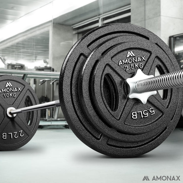 Amonax Hantelscheiben Set, 2,5kg, 5kg, 10kg Hantel Set für 25mm & 50mm Olympia Gewichte Hantel Bar,