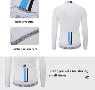Radtrikot Herren Langarm Atmungsaktiv Universal, 3XL Wei&#xDF;