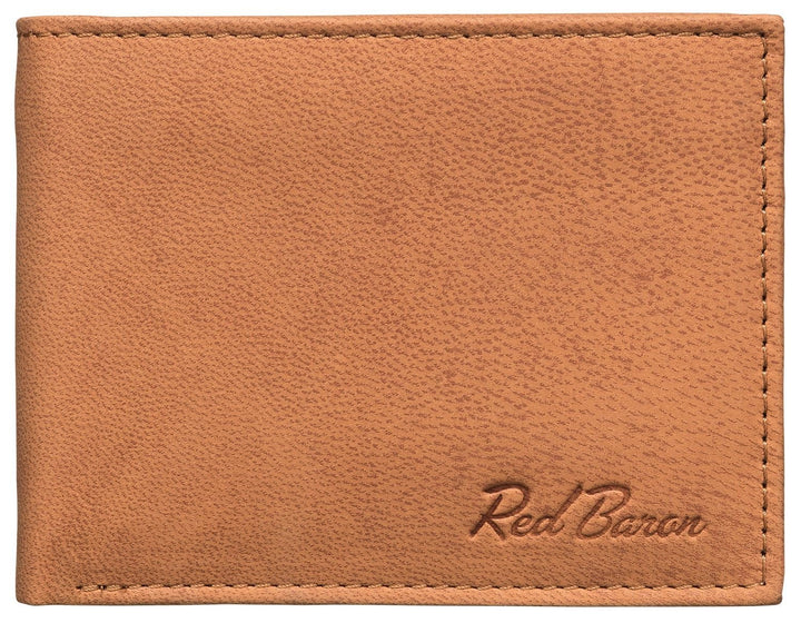 Geldbeutel Männer Leder Braun mit Münzfach - Red Baron Portemonnaie Geldbörse Herren Used Look Vinta