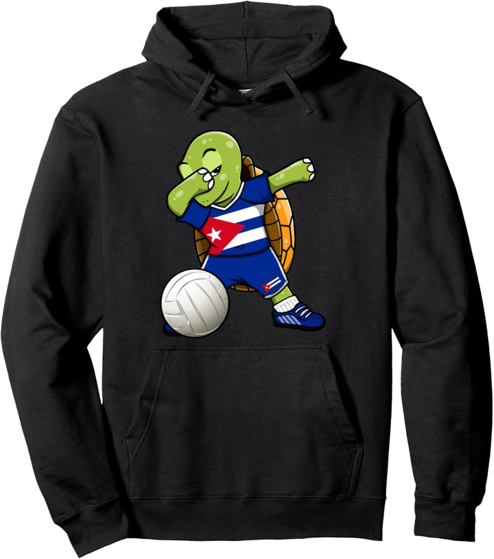 Dabbing Schildkröte Kuba Volleyball Mannschaft Flagge Sport Pullover Hoodie