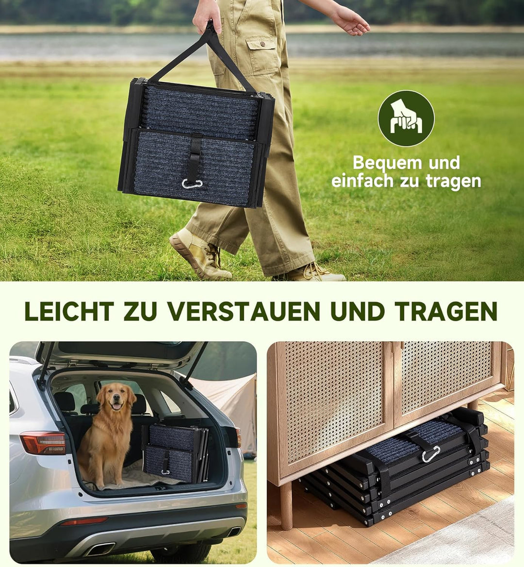 Hunderampe, 5-stufige Hunderampe Auto Klappbar, Extra Stabile Hundetreppe mit Anti-Rutsch-Treppe, Li