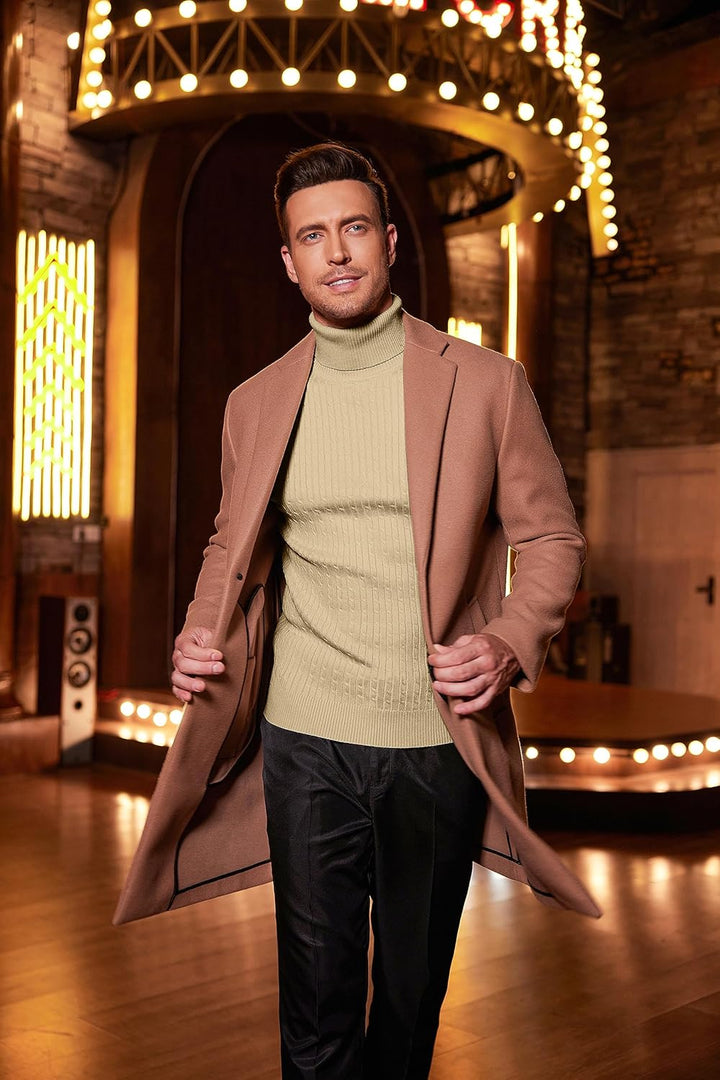 COOFANDY Herren Rollkragenpullover Feinstrick Pullover Langarm Winter Pullover Slim fit Warm Rollkra