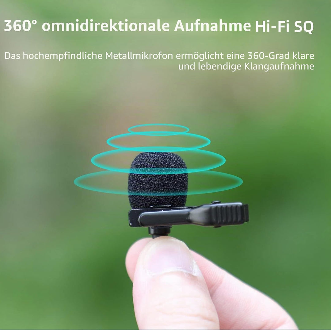Lavalier-Mikrofon für Insta360 X5/Go Ultra für DJI Osmo 360/Pocket 3/Action 5 Pro/4/3/2 Kondensator,