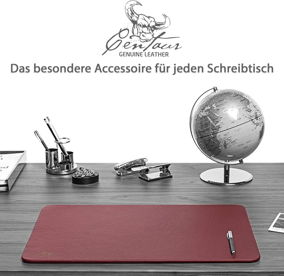Centaur - Hochwertige Leder Schreibtischunterlage - Weinrot 50x70 cm - ideal für Büro und Zuhause -