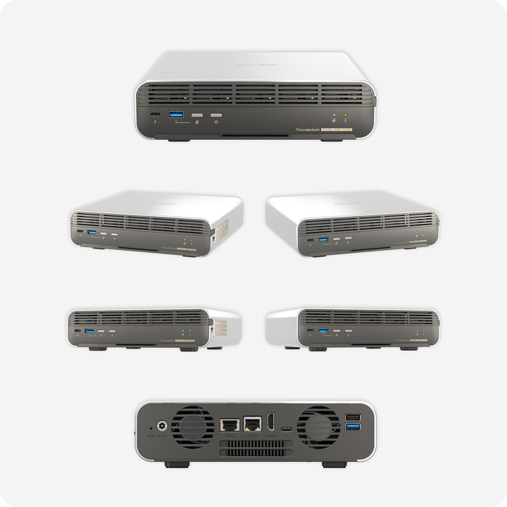 Qnap TBS-h574TX-i3-12G Thunderbolt Compact All-Flash | 5 x E1.S or M.2 SSD's, Intel Core i3-1320PE (