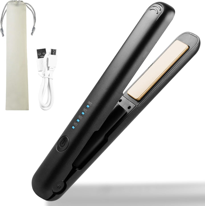 Mini 2-in-1 kabelloses Glätteisen und Lockenstab für Kurze, lockiges und langes Haar - tragbarer Rei