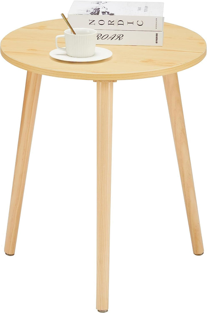 YOUDENOVA Beistelltische Holz, Couchtisch rund, Ø42x52cm, Wohnzimmertisch, Nachttisch mit Tablett, S