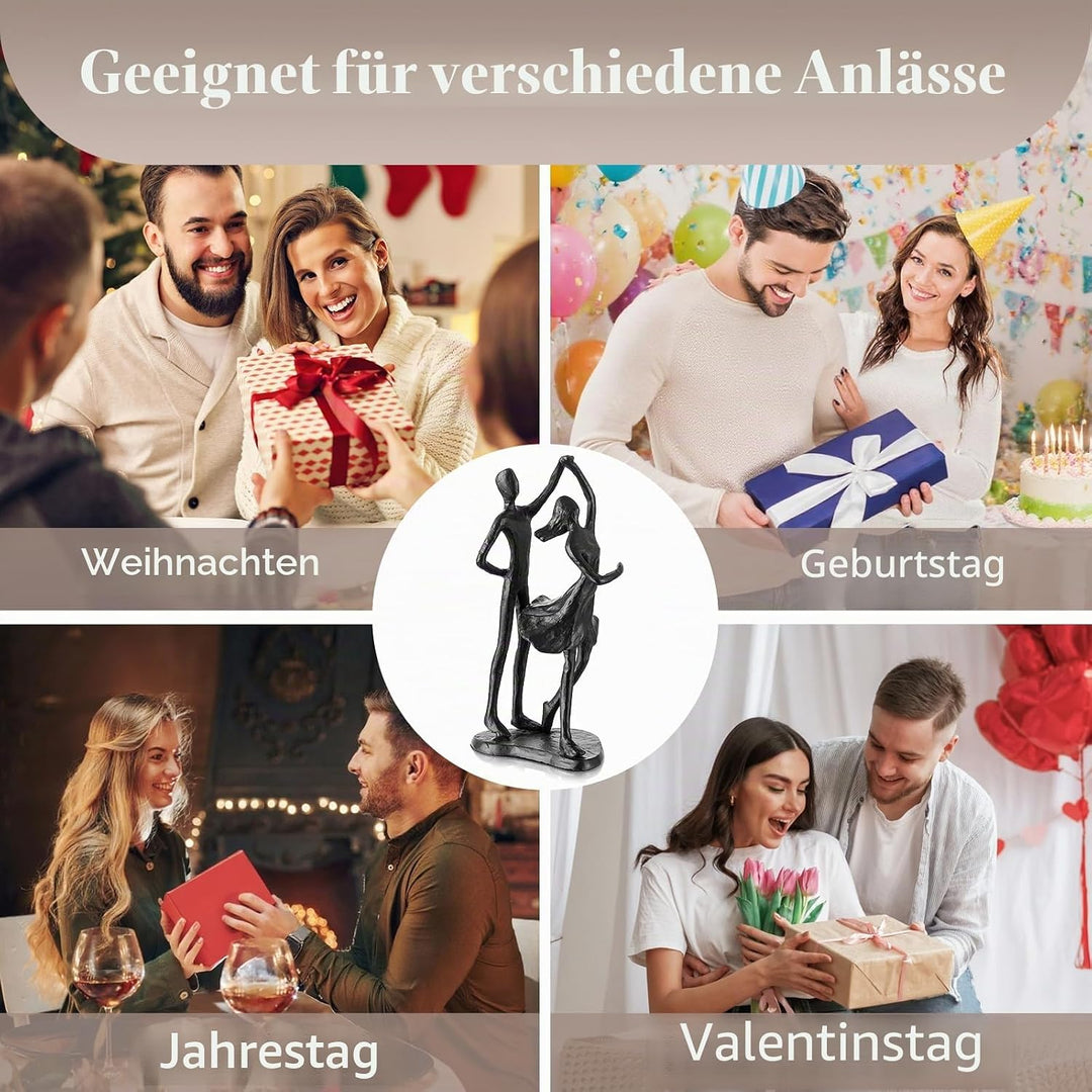 Sziqiqi Eisen 6 Jahrestag Geschenk für Paar - Schwarzes Metall Paar Skulptur Geschenke für Sie Ästhe