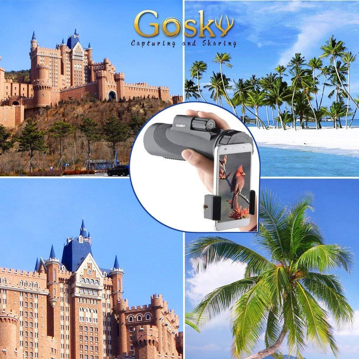 Gosky 12 x 50 Hochleistungs-Prisma-Smartphone-Halterung und Handstativ, wasserdicht, beschlagfest, s
