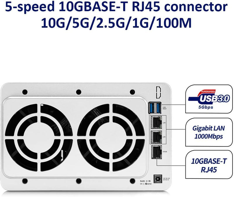 TERRAMASTER F5-422 10GbE NAS 5-Bay Netzwerkspeicher-Server Quad-Core-CPU mit Hardware-Verschlüsselun