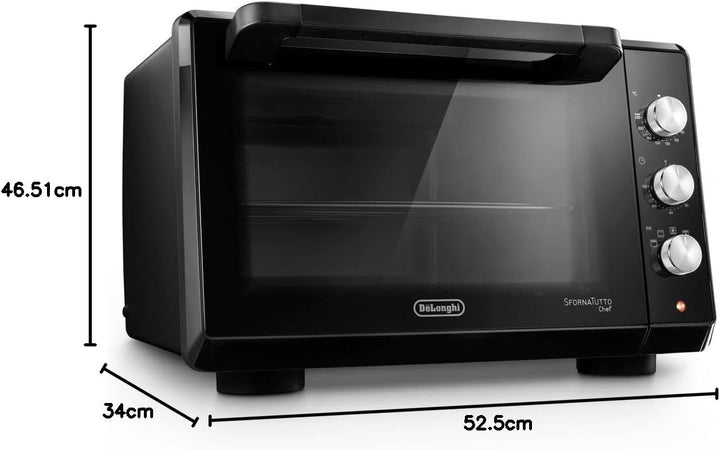 De'Longhi Chef EO34302 Elektrischer Umluftofen mit 5 Kochstufen, doppelte Glastür, Temperatur 80 – 2