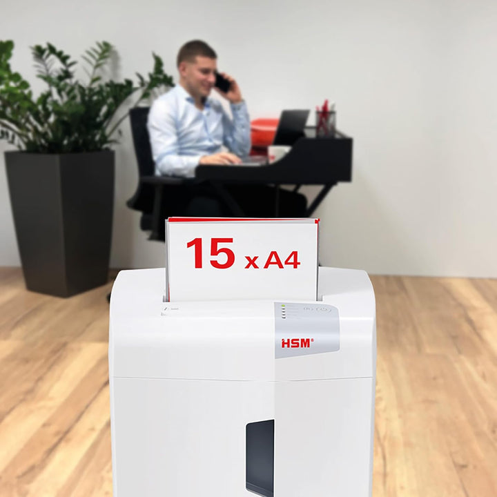 HSM shredstar X15 Aktenvernichter, Sicherheitsstufe P-4, 15 Blatt (Partikelschnitt) mit CD-Schredder