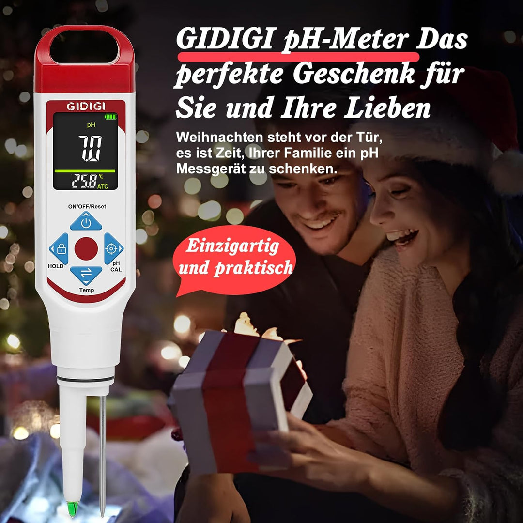 pH Messgerät für Lebensmittel zur Fermentation mit pH-Kalibrierungskits, Farbdisplay, Speerspitze, p