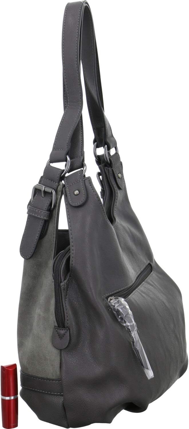 TOM TAILOR bags Juna Damen Shopper Umhängetasche Reissverschluss Klein 31 x 14 x 29 Grau, 31 x 14 x
