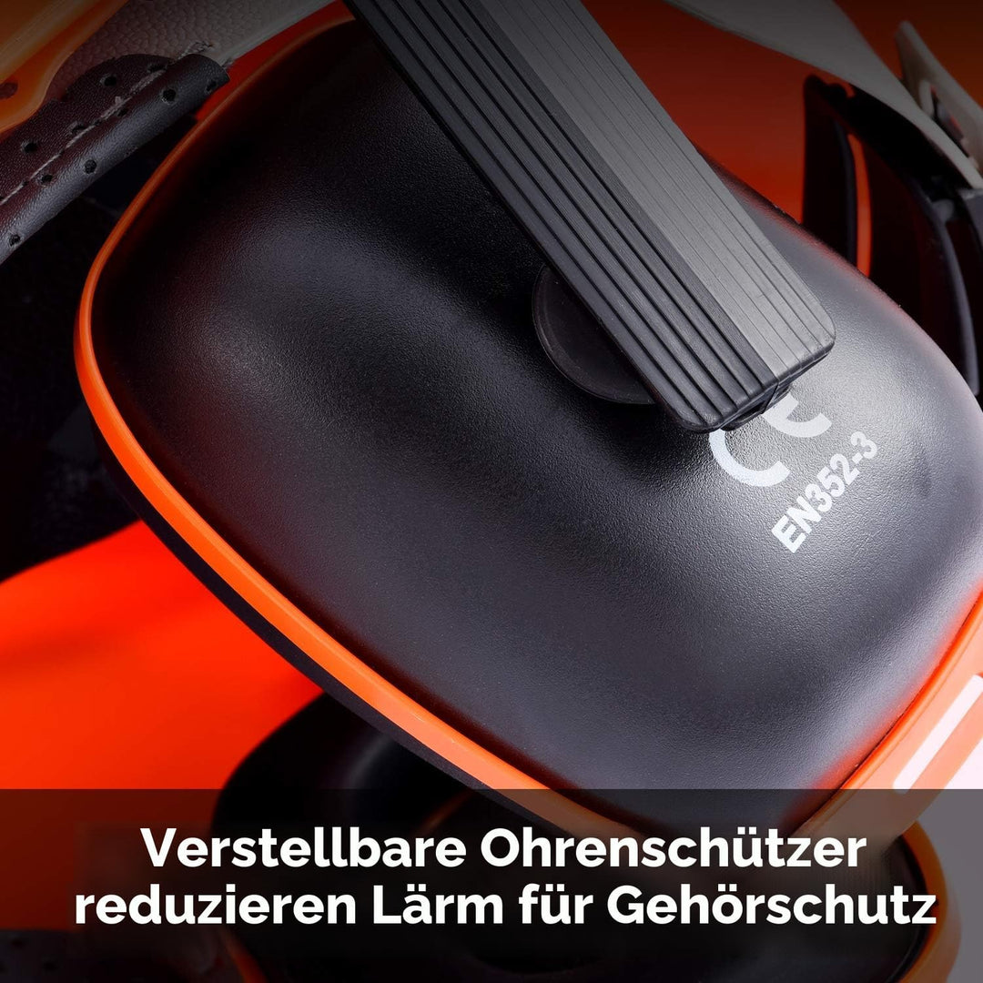 SAFEYEAR Pro Forestry Kettensägen-Schutzhelm mit verstellbaren 27SNR-Ohrenschützern, Netzvisier. M-5