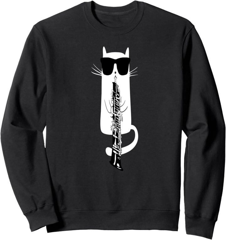 Lustige Katzen-tragende Sonnenbrillen Spielen Oboe Sweatshirt