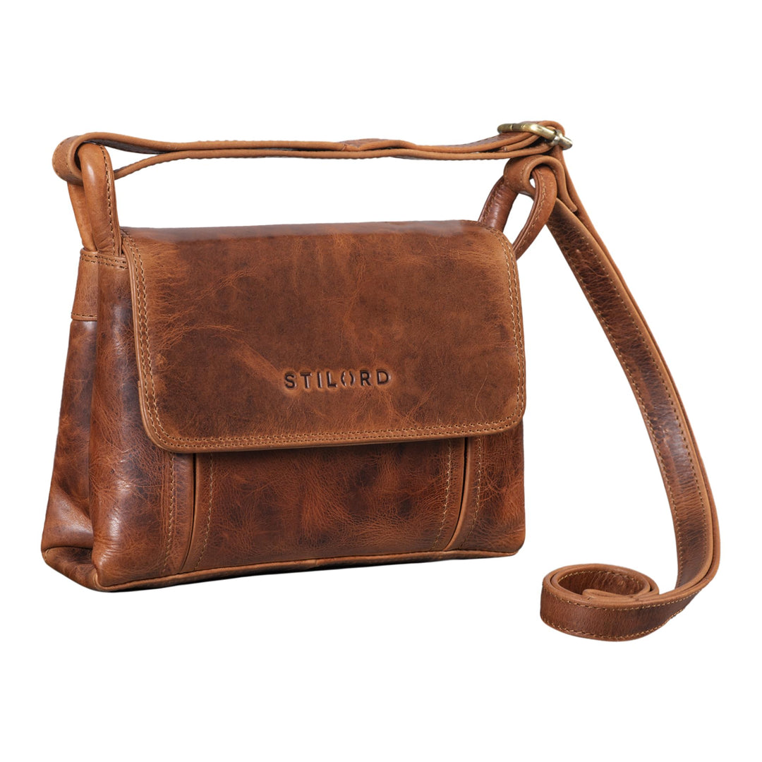 STILORD 'Alessia' Kleine Lederhandtasche Damen Schultertasche Umhängetasche Vintage Elegante Crossbo