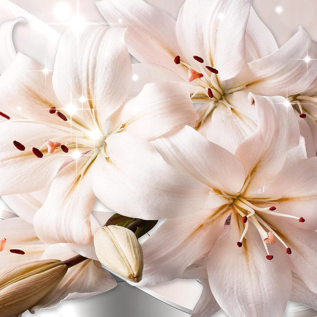 Runa Art Wandbilder Blumen Lilien 5 Teilig Bild auf Vlies Leinwand Deko Wohnzimmer Diamant Beige Gra