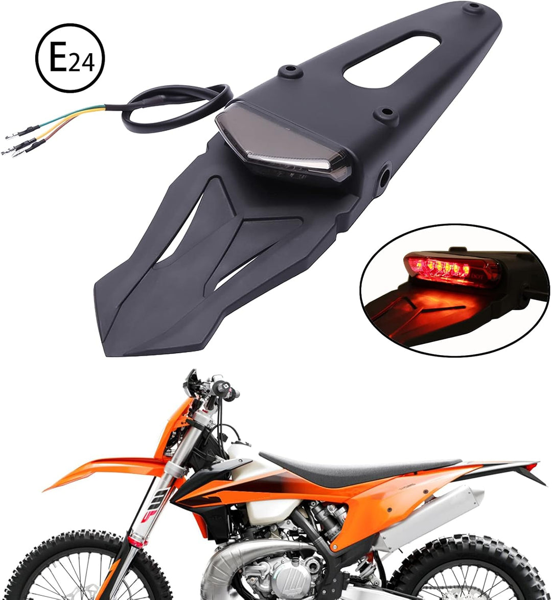 JMTBNO LED Motorrad Rücklicht E-geprüft mit Kennzeichen Halterung Rotem LED Bremslicht Weisse Kennze