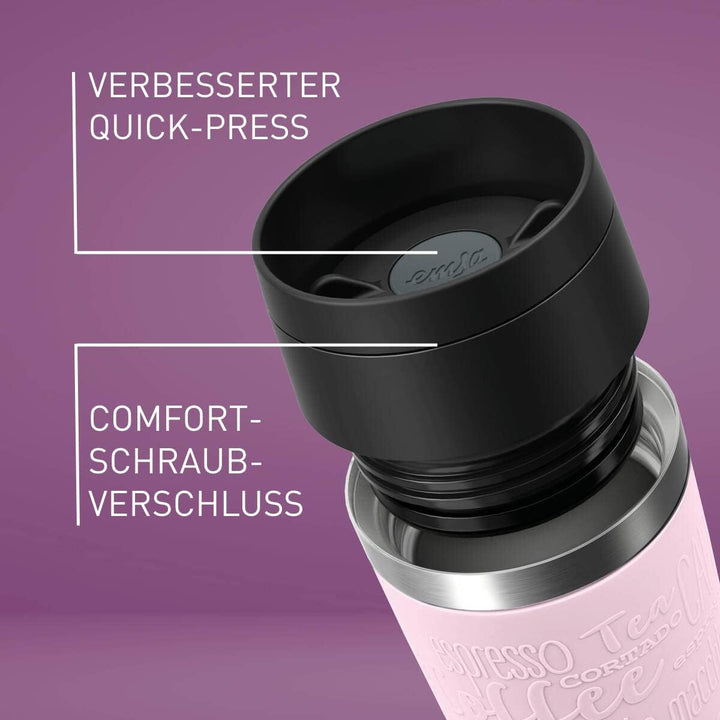 Emsa N20206 Travel Mug Classic Isolierbecher 0,36 Liter | neuer Komfort-Schraubverschluss | Edelstah