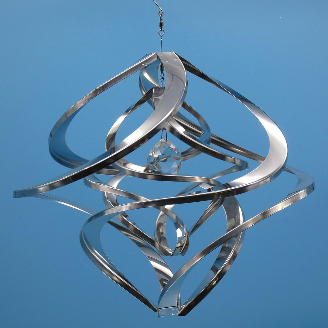 Pommerntraum ®| Edelstahlwindspiel MIT 4 cm KRISTALL ROSTFREI Windspiel Edelstahl Winddancer Unruhe