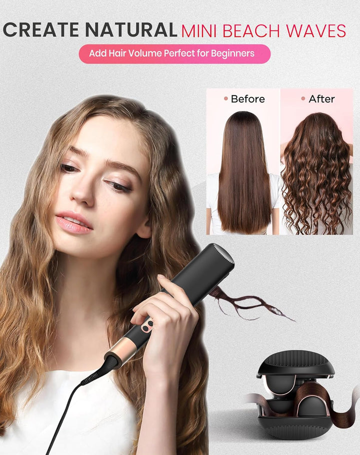 UKLISS Welleneisen - Mini Welleneisen für Haare, Reisegrösse Beach Waves Lockenstab, Mermaid Hair Wa