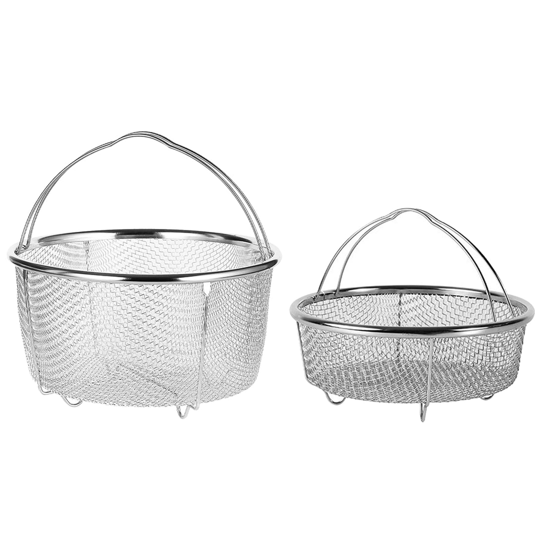 Juwacoo 2 Stück Edelstahl Dampfgarer Dampfeinsatz, (20,5 cm+18 cm) Frittierkorb Dampfkorb, Dünsteins