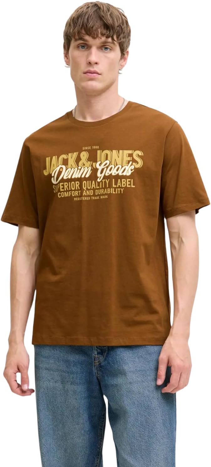 JACK & JONES Herren 5er-Set T-Shirts in verschiedenen Styles, Prints und Farben aus Baumwolle S Regu