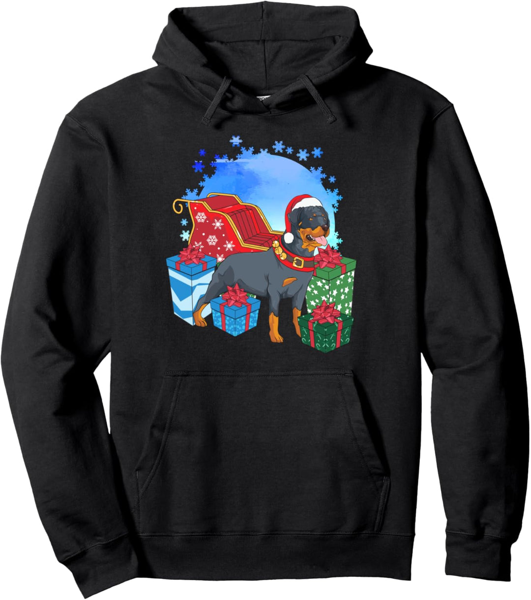 Rottweiler Weihnachten Schnee Nikolaus Hund Damen Herren Pullover Hoodie